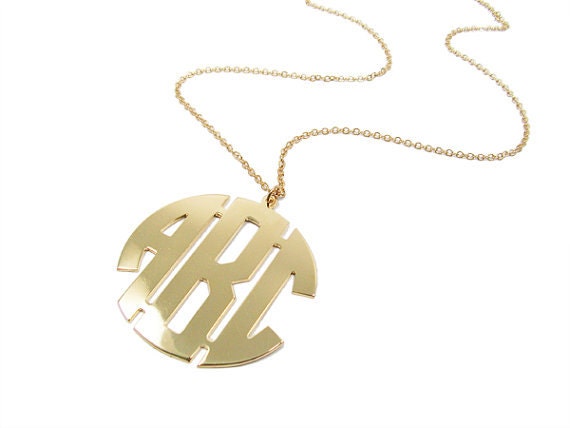 Halskette Aus Gold Mit Monogramm. 2" Personalisiertes Anfangsmonogramm. Goldene Monogramm-Halskette. Vergoldetes Sterlingsilber 925. Besondere Halskette Aus Gold Mit Monogramm. 2" Personalisiertes Anfangsmonogramm. Goldene Monogramm-Halskette. Vergoldetes Sterlingsilber 925. Besondere von NameMyMonogram