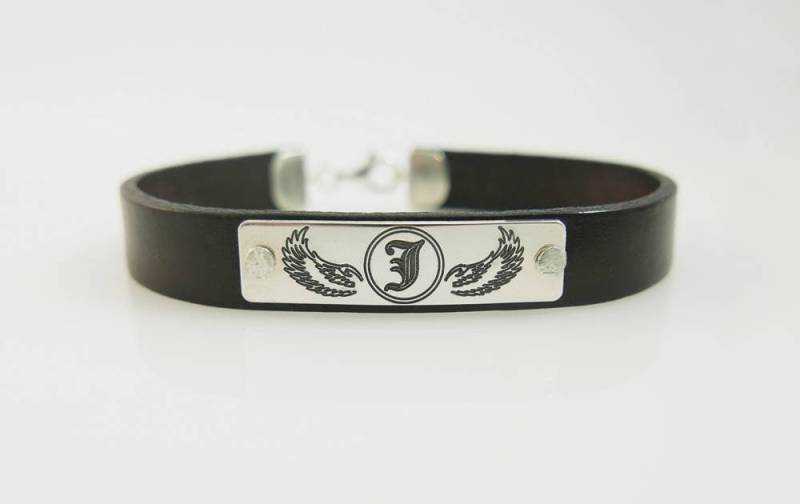 Herren-Lederarmband. Personalisiertes Armband. Monogramm-Silberarmband. Personalisierter Schmuck. Initialarmband. Unisex-Armband von NameMyMonogram