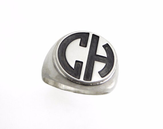 Herrenring Mit Monogramm. College-Ring. Ring Initialen. Silberner Monogrammring. Herren-Anfangsband. College-Silberring. Kreisring von NameMyMonogram