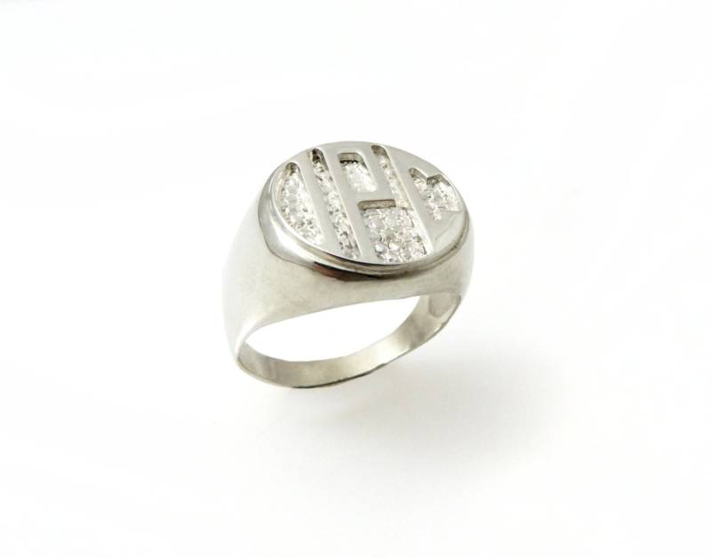 Männer Monogramm Ring. College Initialen Silber Herren Initialband. Herrenring. Ring Mit Gravur. Kreis von NameMyMonogram