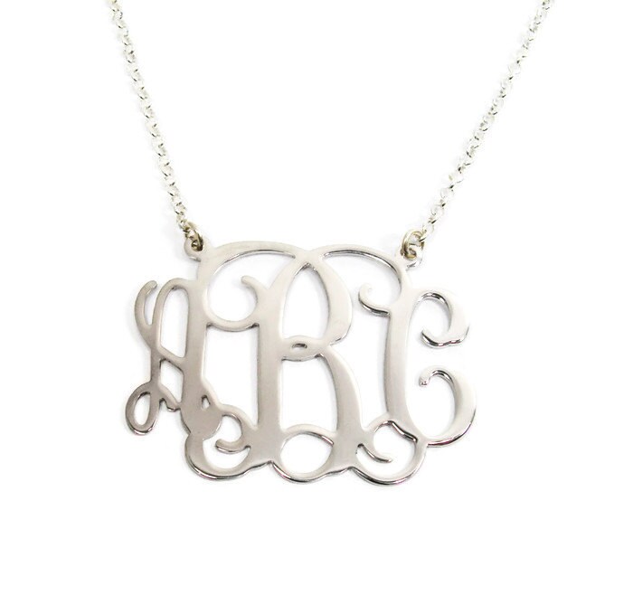 Monogramm Halskette Aus Sterling Silber. 0, 8 "Monogramm Halskette. Silber Erste Erste von NameMyMonogram