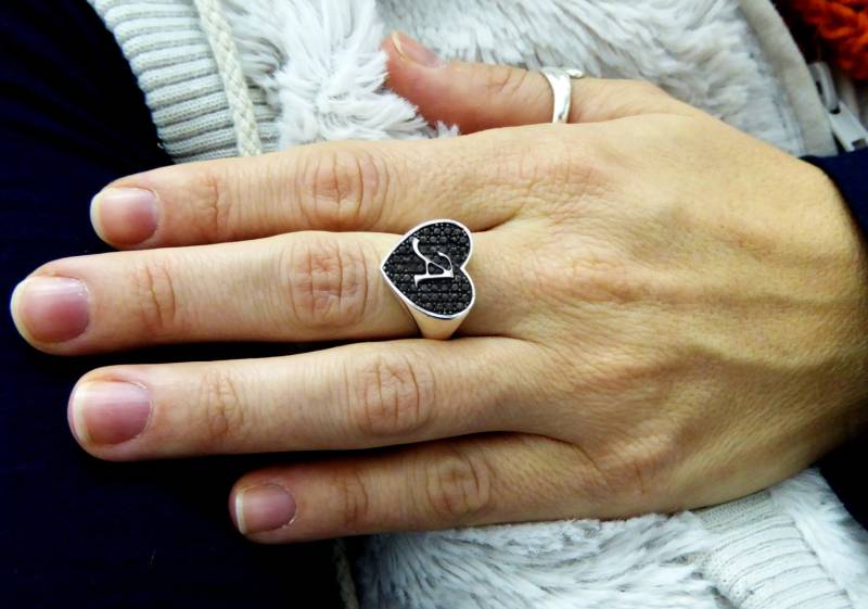 Monogramm Herz Ring. Persönlicher Silberring. Silber Frauen Initialenring. Personalisierten | 2132 von NameMyMonogram