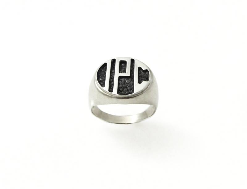 Monogramm Ring. College Initialen Silber Herren Initialband. Herrenring. Ring Mit Gravur. Kreis von NameMyMonogram
