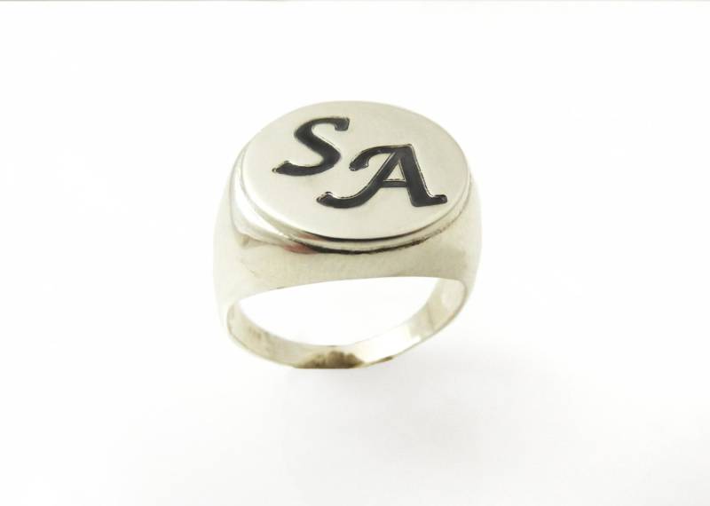 Monogramm Ring.college Ring.anfangsring.silber Ring.herren Band.herren Ring.silber Ring von NameMyMonogram