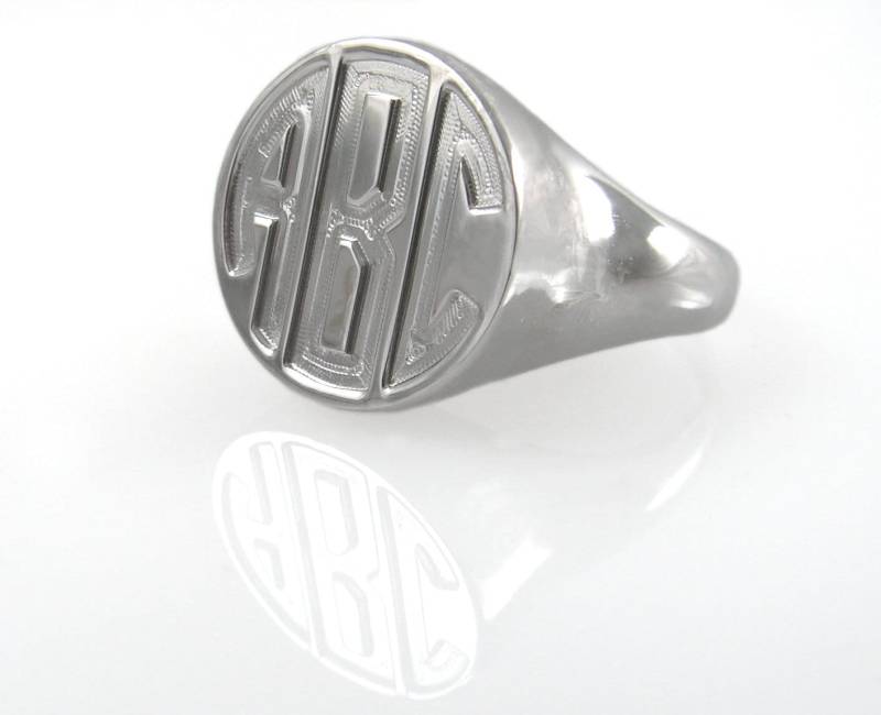 Monogrammring. Ring Aus Sterlingsilber. Silberner Siegelring Silber. Personalisierter Siegelring. Herrenring Mit Monogramm von NameMyMonogram