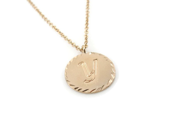 Personalisierte Gold Anfangshalskette. Diamantschliff Initialen Halskette. Goldkette Mit Initialen. Geschenk Für Sie. Initial Anhänger. von NameMyMonogram