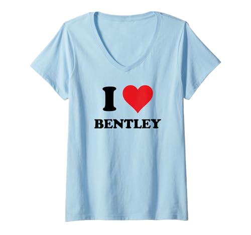 Damen I Heart Bentley Vorname I Love Personalized Stuff T-Shirt mit V-Ausschnitt Damen I Heart Bentley Vorname I Love Personalized Stuff T-Shirt mit V-Ausschnitt von Named Custom Novelty Given Name Valentines Merch