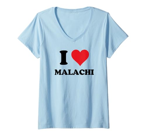 Damen I Heart Malachi Vorname I Love Personalized Stuff T-Shirt mit V-Ausschnitt Damen I Heart Malachi Vorname I Love Personalized Stuff T-Shirt mit V-Ausschnitt von Named Custom Novelty Given Name Valentines Merch
