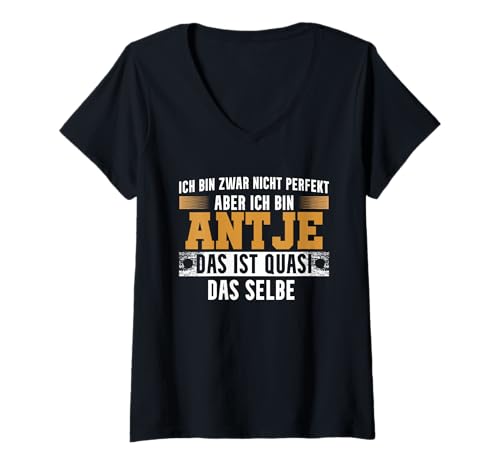 Damen Name Antje Ich Bin Antje T-Shirt mit V-Ausschnitt von Namen Geschenk Antje