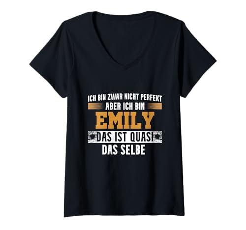 Damen Name Emily Ich Bin Emily T-Shirt mit V-Ausschnitt von Namen Geschenk Emily