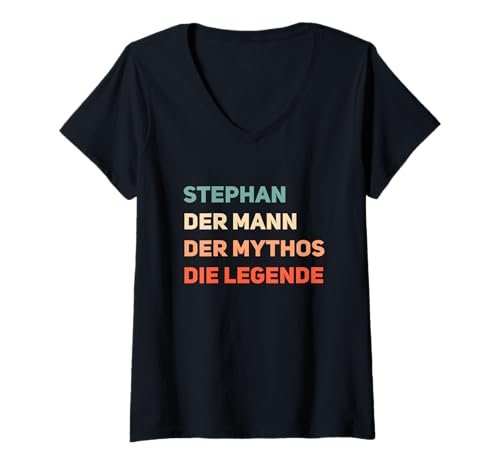 Damen Legende Stephan T-Shirt mit V-Ausschnitt Damen Legende Stephan T-Shirt mit V-Ausschnitt von Namen Geschenk Stephan