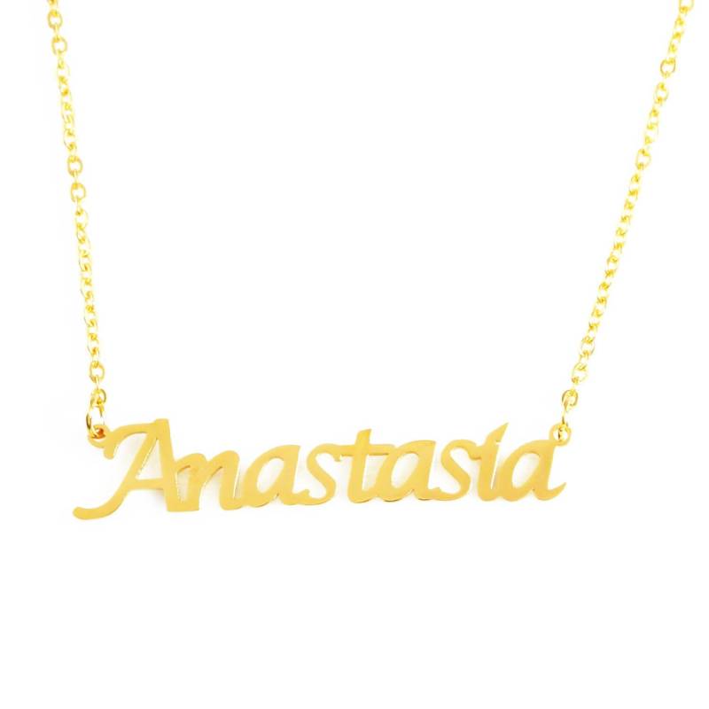Anastasia - 18Ct Personalisierte Namenskette Rose Gold/Gold/Silber Kostenlose Geschenk-Box & Tasche Weihnachtsgeschenke Für Sie von Namenecklacedirect