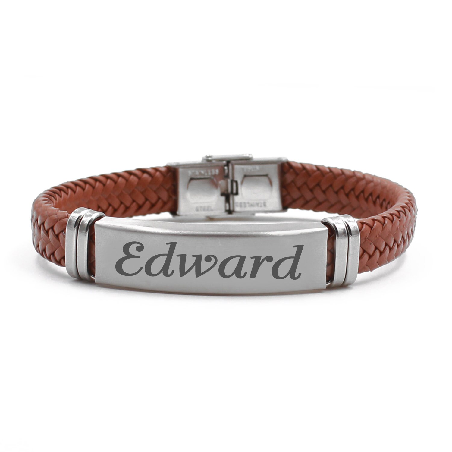 Edward Leder Geflochten Personalisierte Herren Armbänder | Jeder Beliebige Name Gravierbar Pulseras Para Hombres Kostenlose Geschenk-Box & Tasche Edward Leder Geflochten Personalisierte Herren Armbänder | Jeder Beliebige Name Gravierbar Pulseras Para Hombres Kostenlose Geschenk-Box & Tasche von Namenecklacedirect