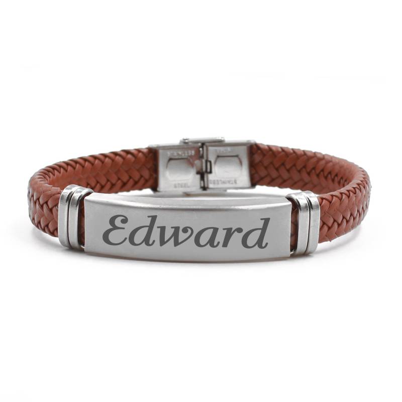 Edward Leder Geflochten Personalisierte Herren Armbänder | Jeder Beliebige Name Gravierbar Pulseras Para Hombres Kostenlose Geschenk-Box & Tasche Edward Leder Geflochten Personalisierte Herren Armbänder | Jeder Beliebige Name Gravierbar Pulseras Para Hombres Kostenlose Geschenk-Box & Tasche von Namenecklacedirect