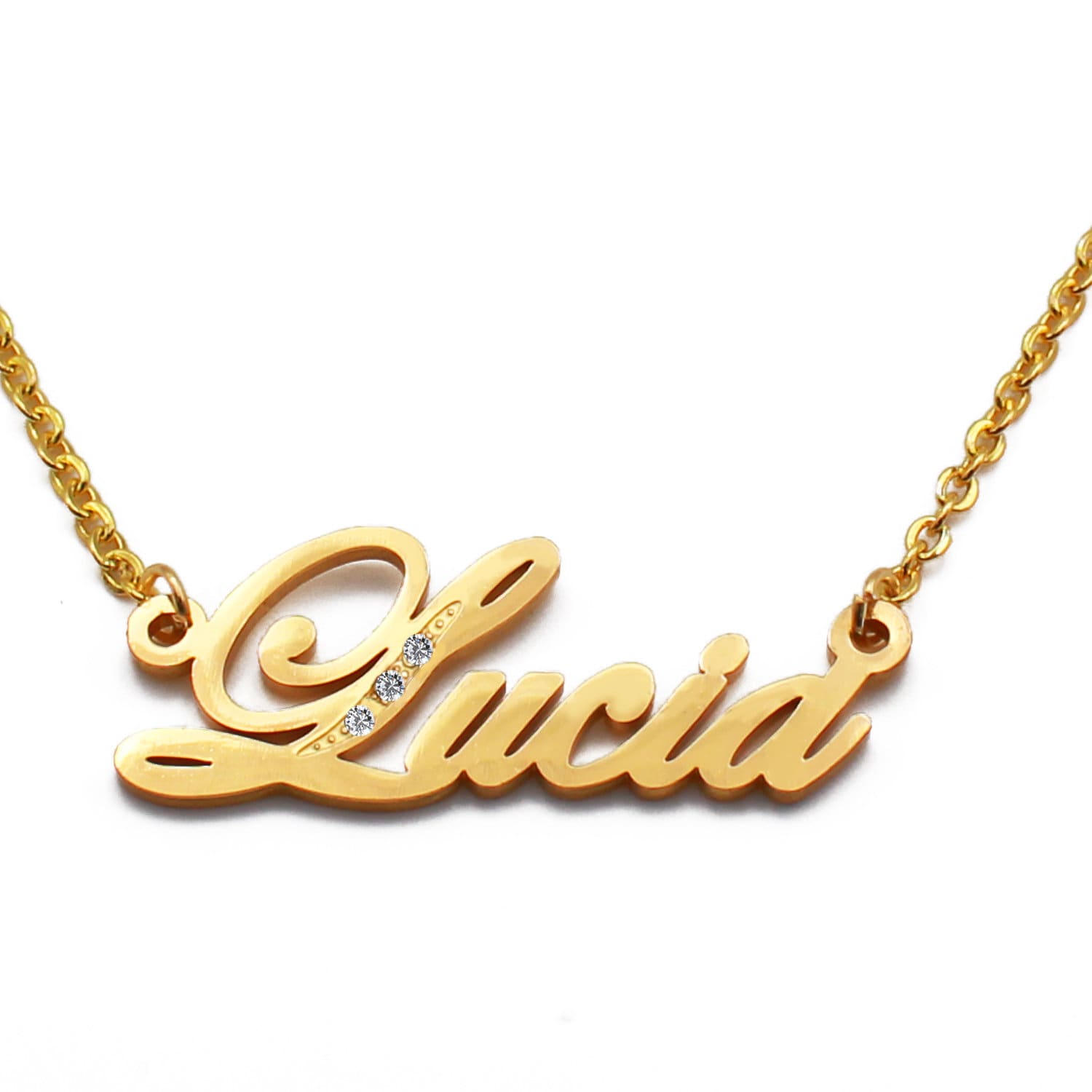 Lucia Gold Ton Namenskette Mit Kristallen | Personalisierten Schmuck Kostenlose Geschenk-Box & Tasche Enthalten Valentines Weihnachtsgeschenke Für Lucia Gold Ton Namenskette Mit Kristallen | Personalisierten Schmuck Kostenlose Geschenk-Box & Tasche Enthalten Valentines Weihnachtsgeschenke Für von Namenecklacedirect