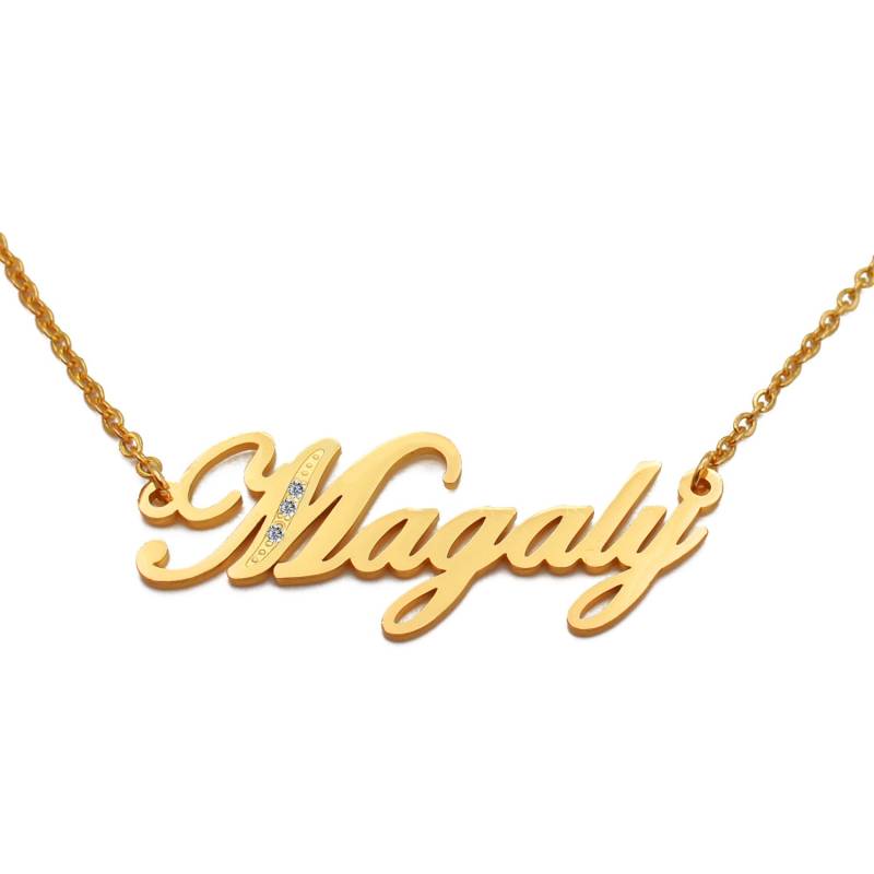 Magaly Gold Ton Namenskette Mit Kristallen | Personalisierten Schmuck Kostenlose Geschenk-Box & Tasche Enthalten Valentines Weihnachtsgeschenke Für Magaly Gold Ton Namenskette Mit Kristallen | Personalisierten Schmuck Kostenlose Geschenk-Box & Tasche Enthalten Valentines Weihnachtsgeschenke Für von Namenecklacedirect
