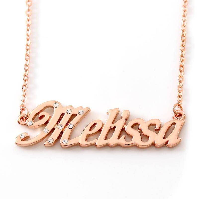 Melissa - 18K Roségold Plattierte Namenskette Mit Cubic Zirkonia-Kristallen Inkl. Kostenlose Geschenkbox & Tasche Melissa - 18K Roségold Plattierte Namenskette Mit Cubic Zirkonia-Kristallen Inkl. Kostenlose Geschenkbox & Tasche von Namenecklacedirect