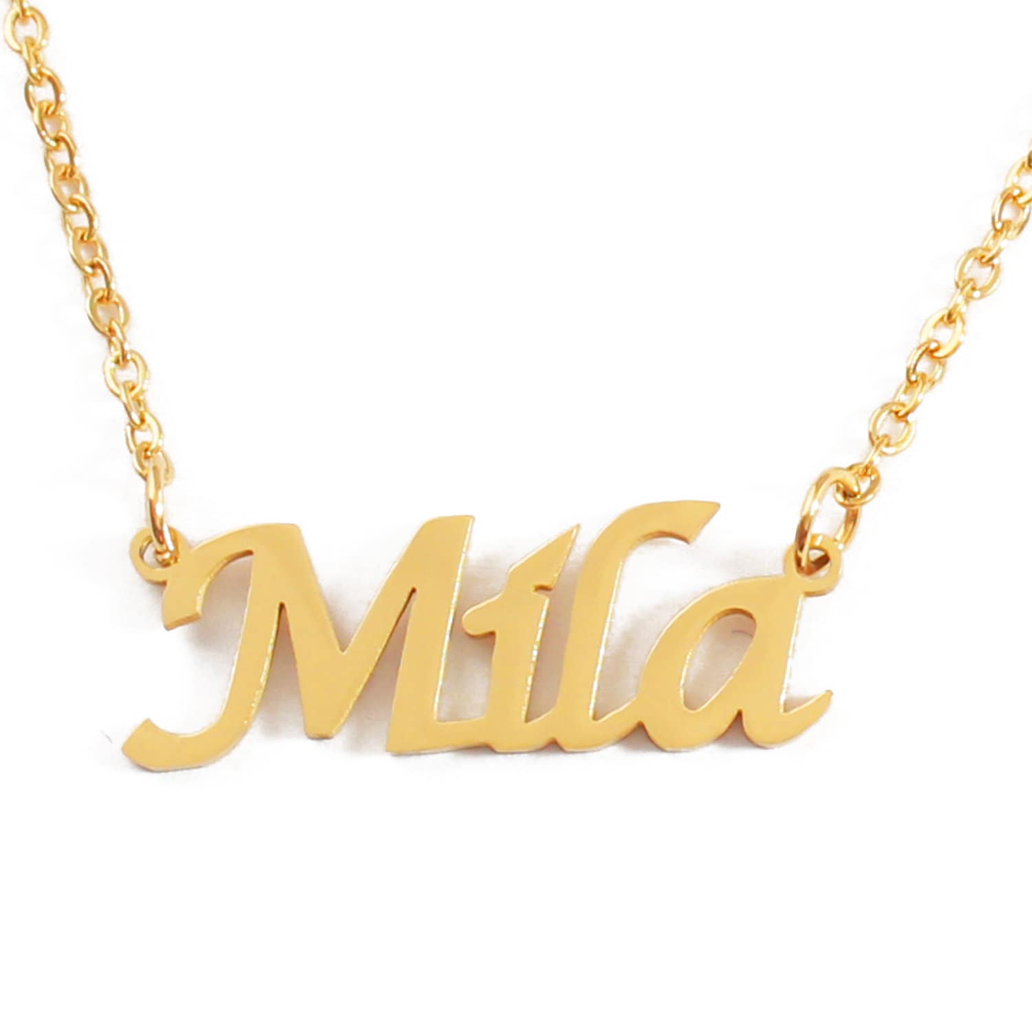 Name Halskette Mila Personalisiert - 18Ct Rose Gold/Gold Vergoldet/Silber Ton Inkl. Geschenk-Box, Tasche, Samt Beutel, Maßgeschneiderte Schmuck Für Name Halskette Mila Personalisiert - 18Ct Rose Gold/Gold Vergoldet/Silber Ton Inkl. Geschenk-Box, Tasche, Samt Beutel, Maßgeschneiderte Schmuck Für von Namenecklacedirect
