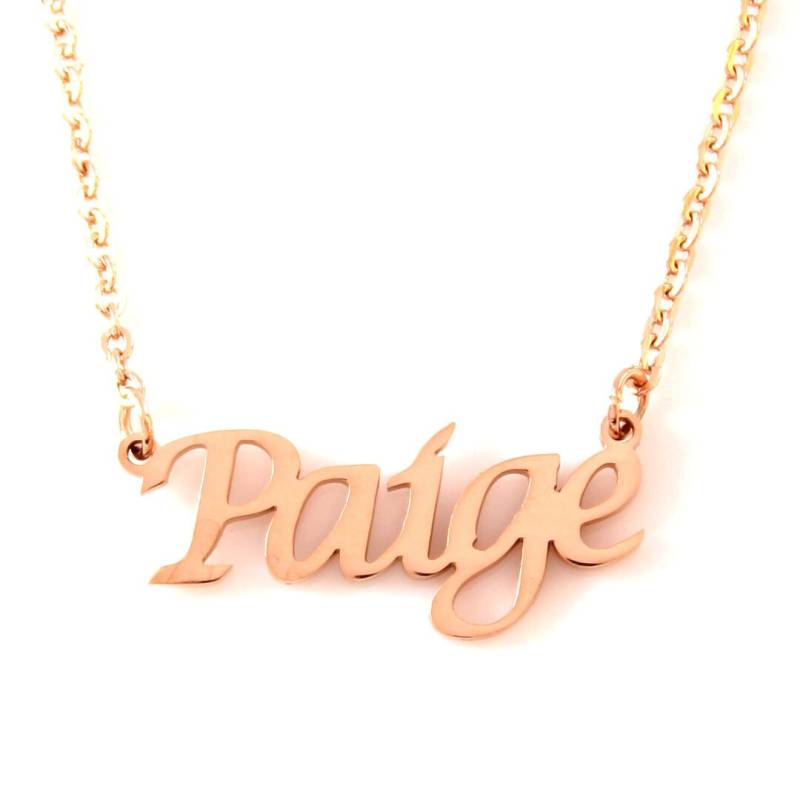 Paige - Rose Gold Namenskette Personalisierte Schmuck Geschenk-Box & Bag Anhänger Kursiv Weihnachten Paige - Rose Gold Namenskette Personalisierte Schmuck Geschenk-Box & Bag Anhänger Kursiv Weihnachten von Namenecklacedirect