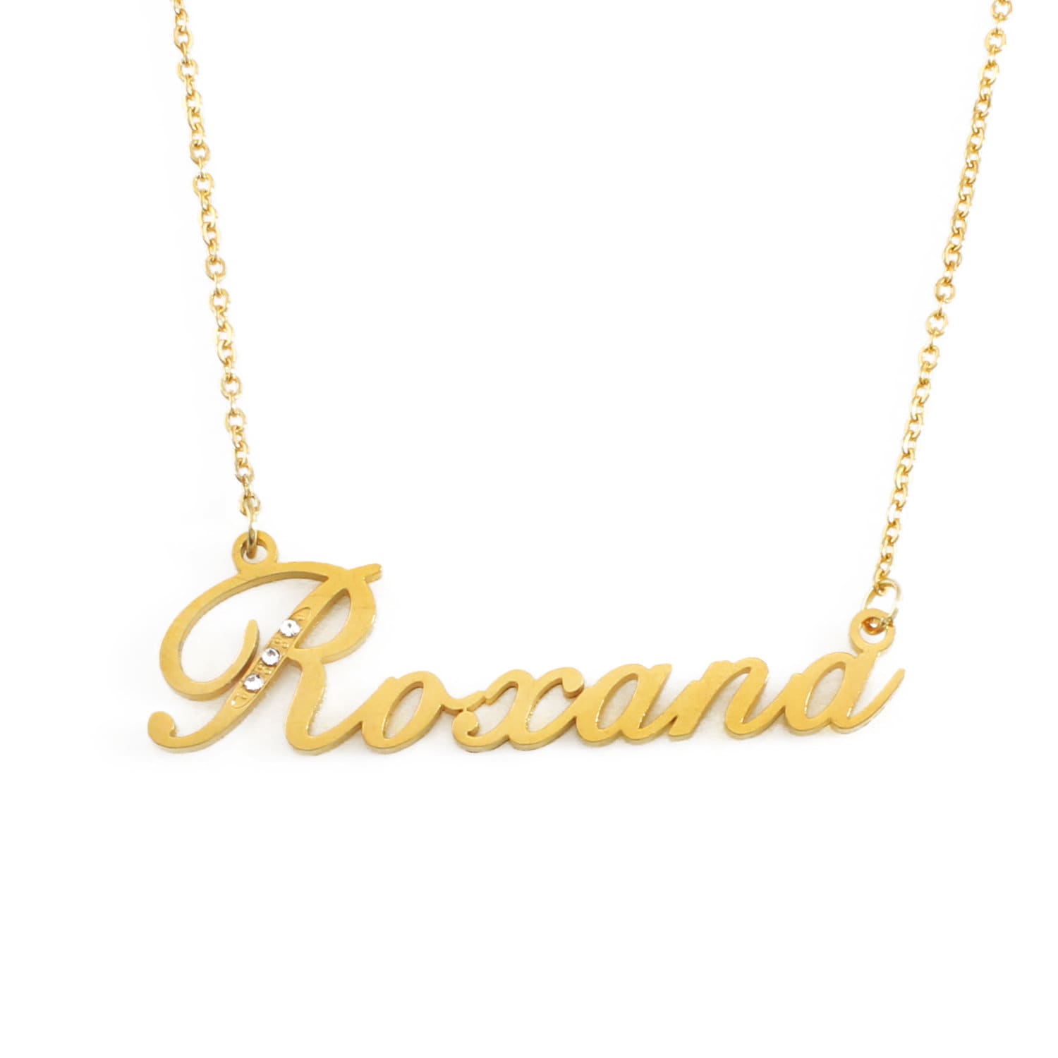 Roxana Gold Ton Namenskette Mit Kristallen - Personalisierter Schmuck Kostenlose Geschenkbox & Tasche Inklusive Roxana Gold Ton Namenskette Mit Kristallen - Personalisierter Schmuck Kostenlose Geschenkbox & Tasche Inklusive von Namenecklacedirect