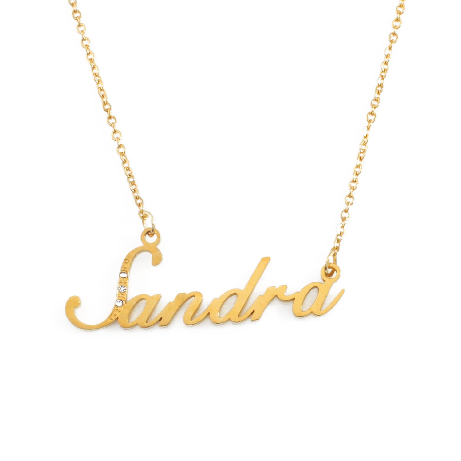 Sandra Gold Ton Namenskette Mit Kristallen - Personalisierter Schmuck Kostenlose Geschenkbox & Tasche Inklusive Sandra Gold Ton Namenskette Mit Kristallen - Personalisierter Schmuck Kostenlose Geschenkbox & Tasche Inklusive von Namenecklacedirect