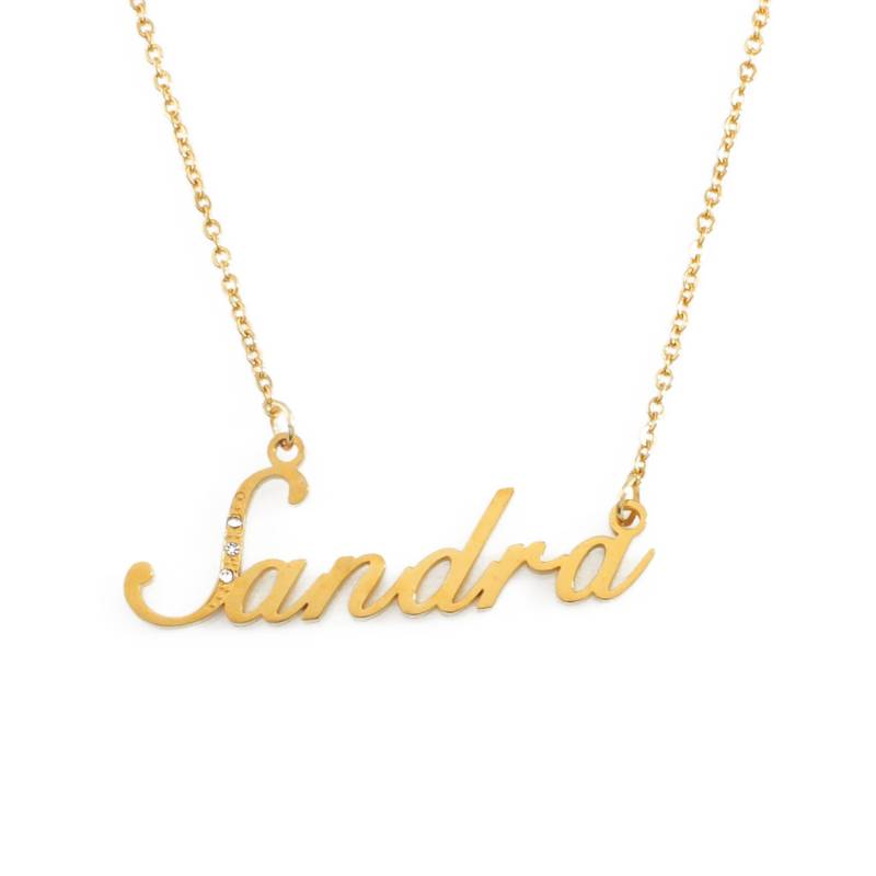 Sandra Gold Ton Namenskette Mit Kristallen - Personalisierter Schmuck Kostenlose Geschenkbox & Tasche Inklusive Sandra Gold Ton Namenskette Mit Kristallen - Personalisierter Schmuck Kostenlose Geschenkbox & Tasche Inklusive von Namenecklacedirect