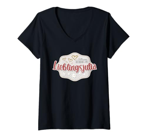 Damen Befördert Zur Lieblingsjulia Freundin Gadgets Vorname Julia T-Shirt mit V-Ausschnitt Damen Befördert Zur Lieblingsjulia Freundin Gadgets Vorname Julia T-Shirt mit V-Ausschnitt von Namengeschenk Julia und Freundin Gadgets