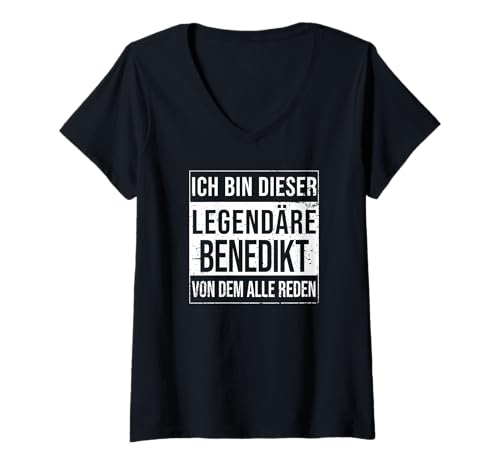 Damen Ich Bin Dieser legendäre Shirt Geschenkidee für Benedikt T-Shirt mit V-Ausschnitt Damen Ich Bin Dieser legendäre Shirt Geschenkidee für Benedikt T-Shirt mit V-Ausschnitt von Namens Geschenke für Männer Namens Geschenke Junge