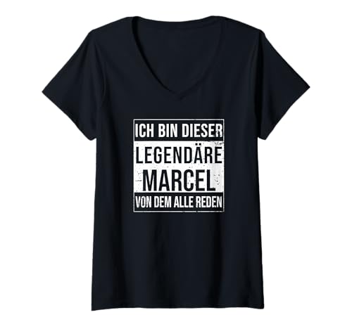 Damen Ich Bin Dieser legendäre Shirt Geschenkidee für Marcel T-Shirt mit V-Ausschnitt von Namens Geschenke für Männer Namens Geschenke Junge