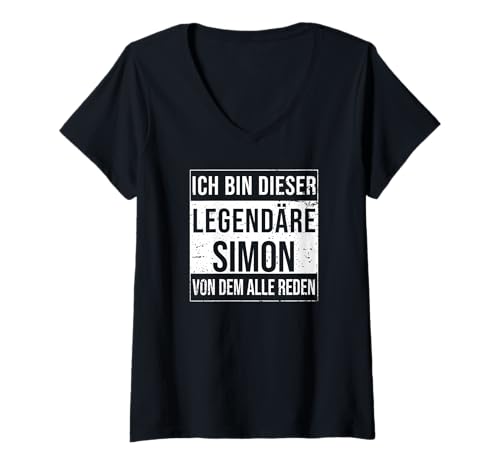 Damen Ich Bin Dieser legendäre Shirt Geschenkidee für Simon T-Shirt mit V-Ausschnitt Damen Ich Bin Dieser legendäre Shirt Geschenkidee für Simon T-Shirt mit V-Ausschnitt von Namens Geschenke für Männer Namens Geschenke Junge