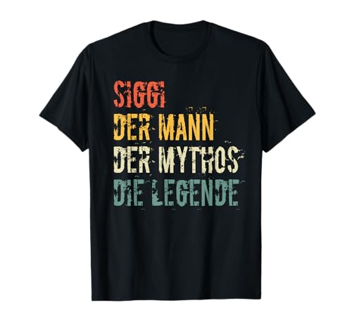 Namensgeschenk Siggi Name Geschenk Geburtstag T-Shirt für Männer Schwarz U-Ausschnitt Klassische Passform Kurzarm Klein EU S von Namensgeschenk Siggi Name Geschenk Geburtstag