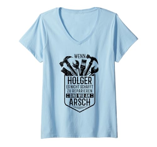Damen Holger Vorname Name Nachname Holger T-Shirt mit V-Ausschnitt von Namenstag Holger Name Holger Vorname Geschenk