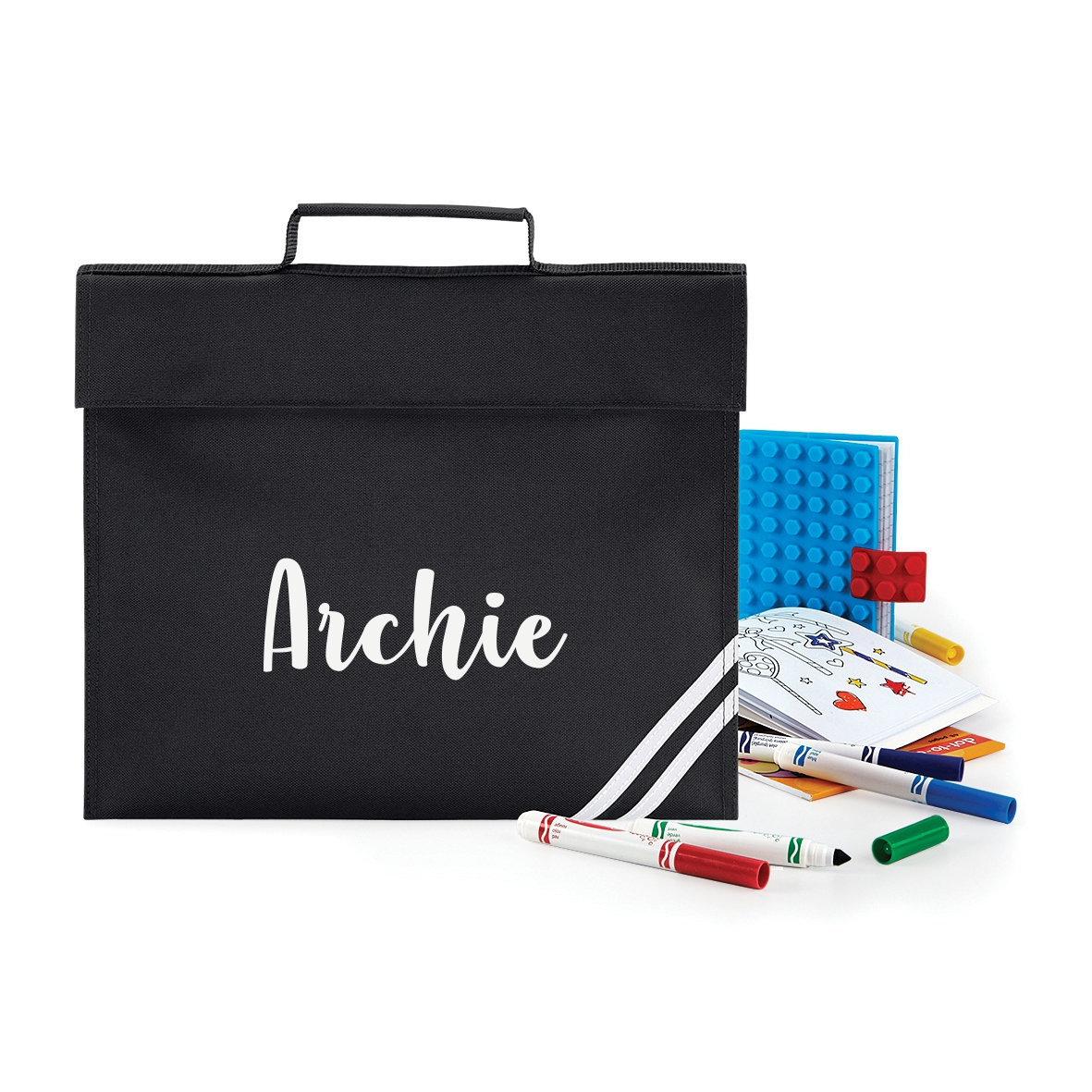 Personalisierte Büchertasche Mit Namen Bedruckt, Diese Personalisierten Buchtaschen Sind Perfekt Für Die Schule - Schwarz Personalisierte Büchertasche Mit Namen Bedruckt, Diese Personalisierten Buchtaschen Sind Perfekt Für Die Schule - Schwarz von NametapeExpress