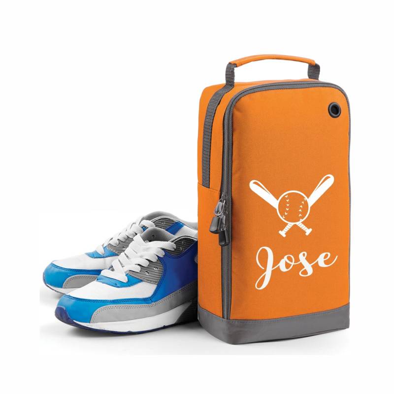 Personalisierte Schuh/stiefel Tasche Sport Bedruckt Mit Name Grau Für Die Schule Oder Verein Verwenden - Orange Personalisierte Schuh/stiefel Tasche Sport Bedruckt Mit Name Grau Für Die Schule Oder Verein Verwenden - Orange von NametapeExpress