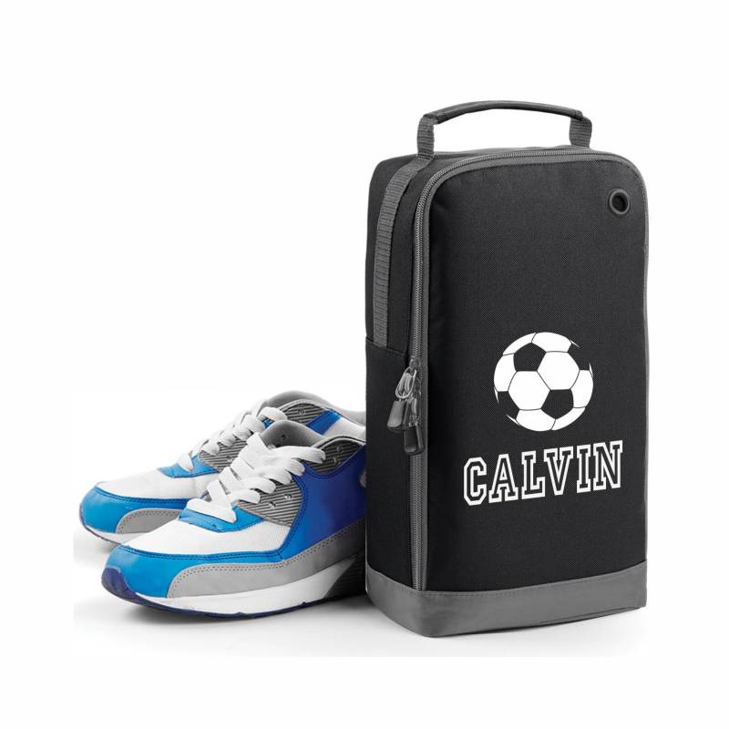 Personalisierte Schuh/stiefel Tasche Sport Bedruckt Mit Namen Grau Für Die Schule Oder Den Verein - Schwarz Personalisierte Schuh/stiefel Tasche Sport Bedruckt Mit Namen Grau Für Die Schule Oder Den Verein - Schwarz von NametapeExpress