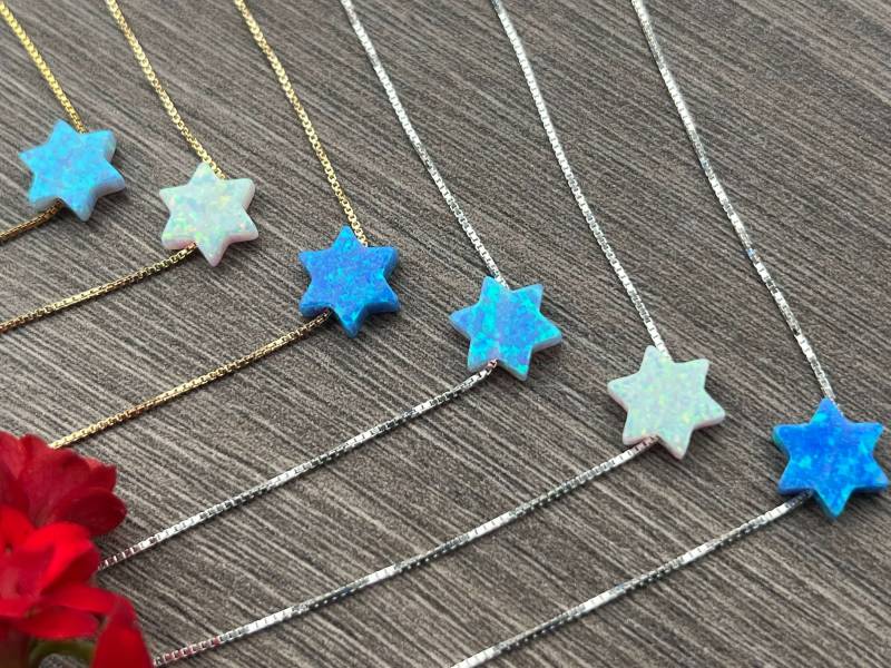 Opal Davidstern Halskette Sterling Silber Oder Gold Filled Magen David von NamiCharms