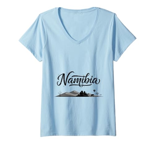 Damen Namibia Skyline Reise Urlaub Outfits T-Shirt mit V-Ausschnitt von Namibia Casual Clothes T-Shirts