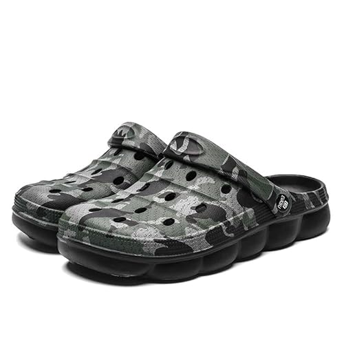 Namoola Unisex Garten-Clogs Wasserschuhe Strandschuhe Hausschuhe Sandalen rutschfeste Clogs Leichte Bequeme Fußgewölbeunterstützung, Camou Black, 8.5 Women/7 Men von Namoola