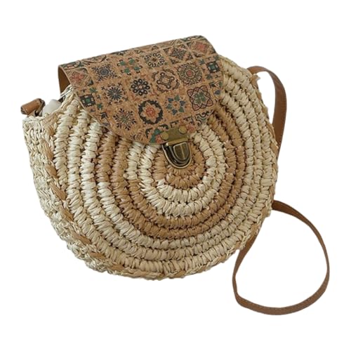 Namzi 1 x gewebte Tasche, cremefarben, niedlicher chinesischer Stil, runde Stroh-Geldbörse, stilvolle gewebte Tasche für tägliche Ausflüge, kulturelle Atmosphäre Namzi 1 x gewebte Tasche, cremefarben, niedlicher chinesischer Stil, runde Stroh-Geldbörse, stilvolle gewebte Tasche für tägliche Ausflüge, kulturelle Atmosphäre von Namzi