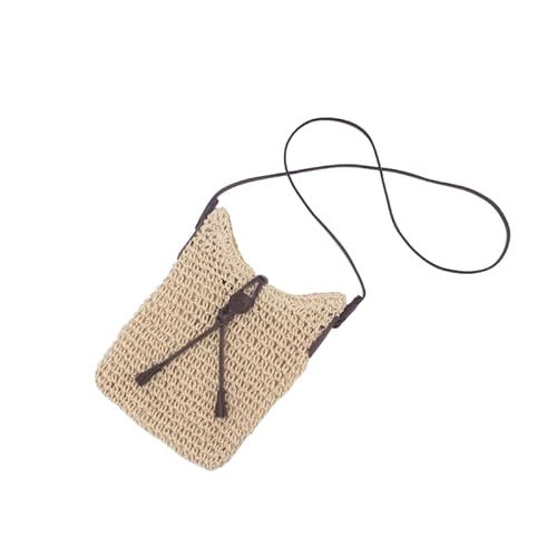 Namzi 1 x khakifarbene Tragetasche, niedliche Papierseil-Umhängetasche, stilvolle gewebte Tragetasche für lässige Ausflüge, Sommerspaziergänge von Namzi
