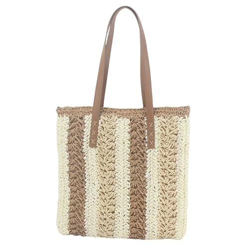 Namzi 1 x quadratische gewebte Tasche, Khaki-Beige, niedliche Stroh-Tragetasche, stilvolle gewebte Tasche für tägliche Ausflüge, lässige Spaziergänge von Namzi