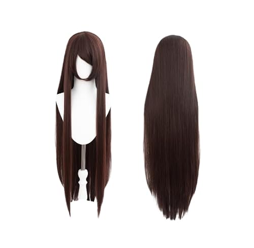 Namzi 100 cm lange gerade Anime-Kostüm-Cosplay-Perücke, Party-Perücke, Dunkelbraun von Namzi