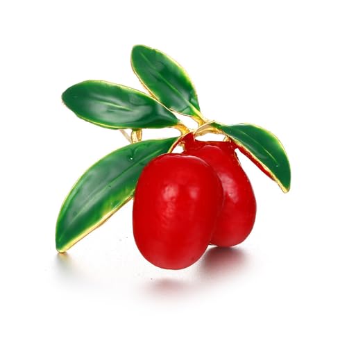 Namzi 2 Broschen für Frauen Obst und Blumen Emaille Ansteckbrosche Kirsche Heidelbeere Erdbeere Tropfen Öl Brosche C04 von Namzi