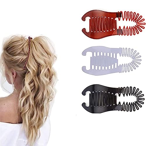 Namzi Bananen-Haarspangen für Damen – Bananen-Haarspangen, Bananen-Clips für feines Haar, weiche, biegbare Haarkämme, Bananen-Clips für dickes Haar (Braun + Schwarz + Weiß), 3 Stück von Namzi