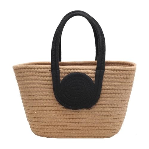 Namzi Baumwollseiltasche mit schwarzen Riemen, 1 Stück, Khaki, stilvolle gewebte Tasche für den täglichen Gebrauch, Freizeitkleidung Namzi Baumwollseiltasche mit schwarzen Riemen, 1 Stück, Khaki, stilvolle gewebte Tasche für den täglichen Gebrauch, Freizeitkleidung von Namzi