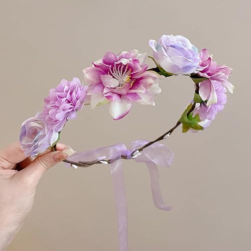 Namzi Blumenkronen für Damen, Blumenstirnbänder, Blumenkopfschmuck für Brautjungfer, Hochzeit, Festival, Zubehör, B02 von Namzi