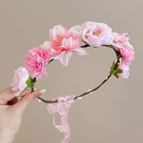 Namzi Blumenkronen für Damen, Blumenstirnbänder, Blumenkopfschmuck für Brautjungfer, Hochzeit, Festival, Zubehör, B04 von Namzi