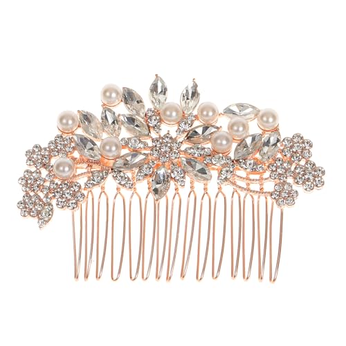 Namzi Braut-Haarnadeln mit Blume, Kristall-Perlen, Haarkämme, Haarkamm-Clips, Kopfschmuck, goldfarben, Hochzeits-Haarschmuck, Schmuck mit Strass für Bräute, Brautjungfern, Frauen, Mädchen () C von Namzi