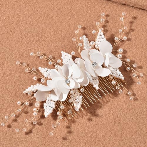 Namzi Braut-Haarnadeln mit Blume, Kristall-Perlen, Haarkämme, Haarkamm-Clips, Kopfschmuck, goldfarben, Hochzeits-Haarschmuck, Schmuck mit Strass für Bräute, Brautjungfern, Frauen und Mädchen (Gold), Namzi Braut-Haarnadeln mit Blume, Kristall-Perlen, Haarkämme, Haarkamm-Clips, Kopfschmuck, goldfarben, Hochzeits-Haarschmuck, Schmuck mit Strass für Bräute, Brautjungfern, Frauen und Mädchen (Gold), von Namzi