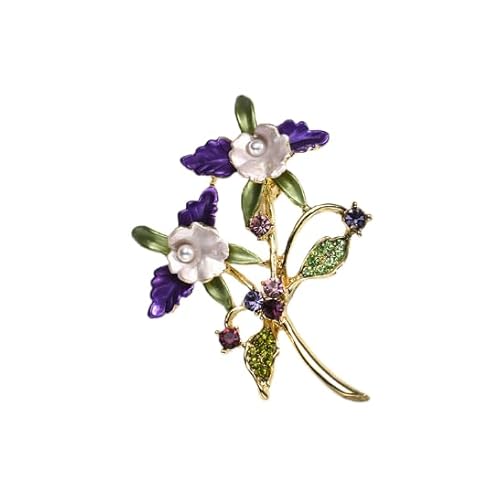 Namzi Broschen Pins Vintage Brosche grüne Emaille Brosche Mode Pflanze Blumen Brosche Pins Modeschmuck Zubehör für Frauen Geschenk, B17 von Namzi